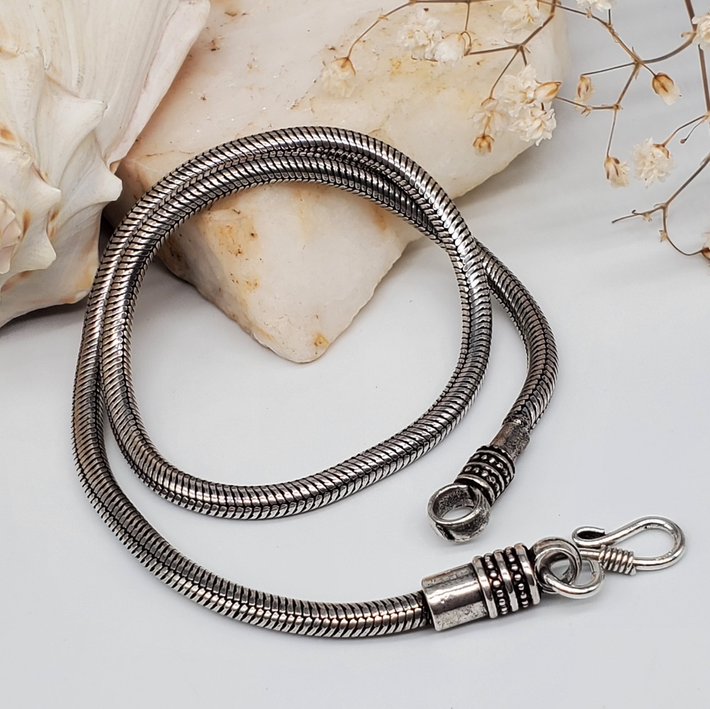 Oxidized Silver Snake chain Handmade Necklace Cord/link
